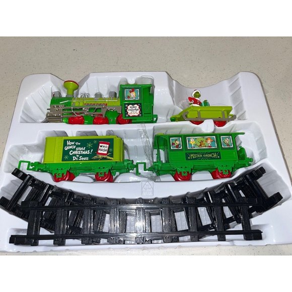 Dr. Seuss The Grinch Christmas Holiday Express Train Play Set 12pc Damaged Box - Picture 2 of 11